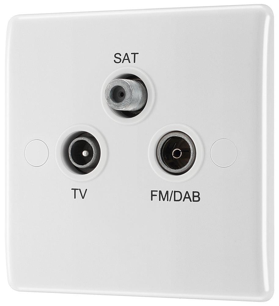 BG Nexus White 3-Gang TV/FM/SAT Triple Socket Outlet with Screw 867