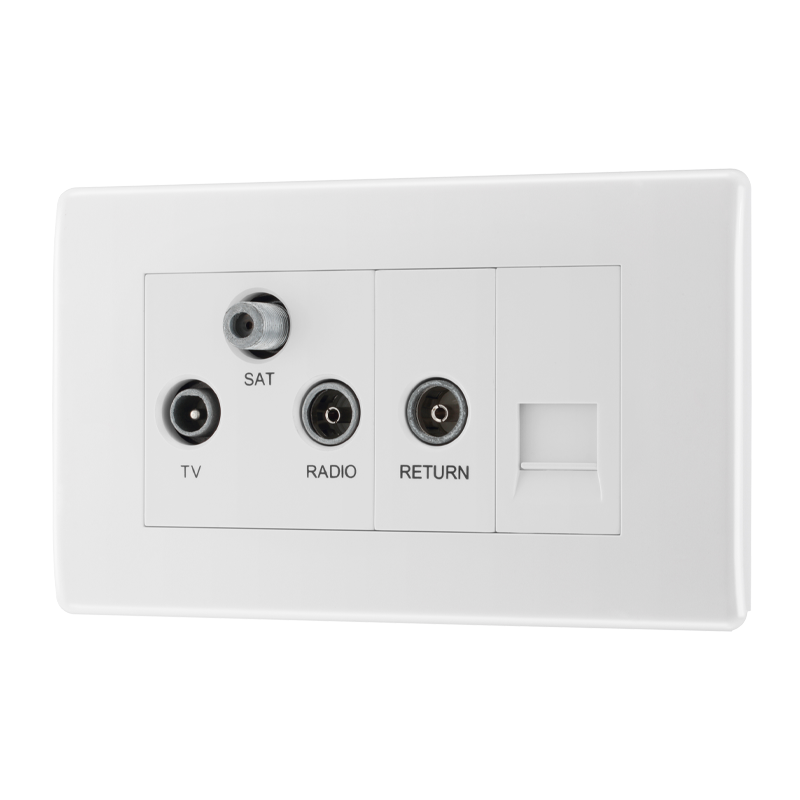 800 Series Triple BT Outlet & Coax Aerial Return with Screw - Prisma Lighting