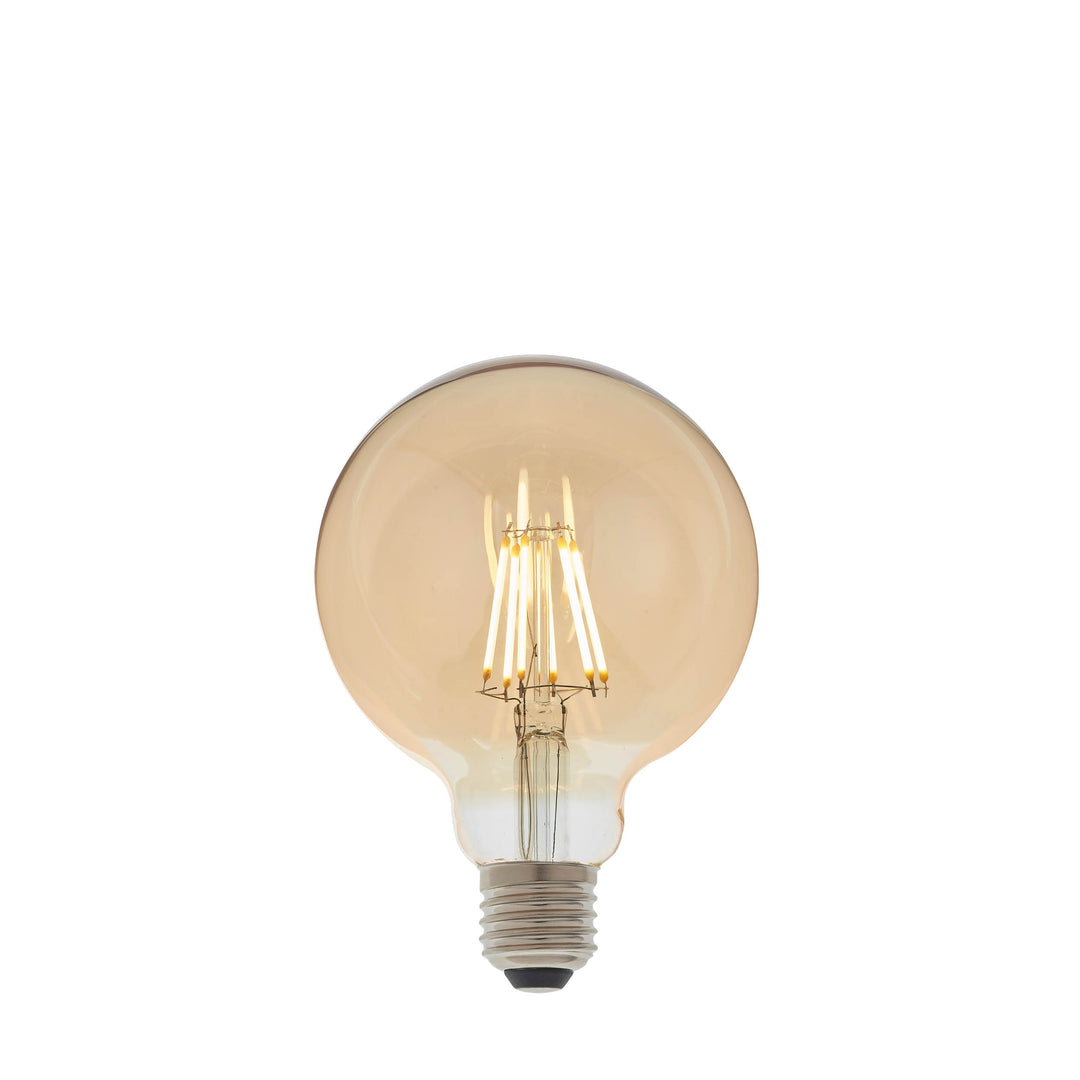 E27 LED filament globe 95mm dia Amber