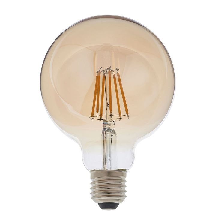 E27 LED filament globe 95mm dia Amber