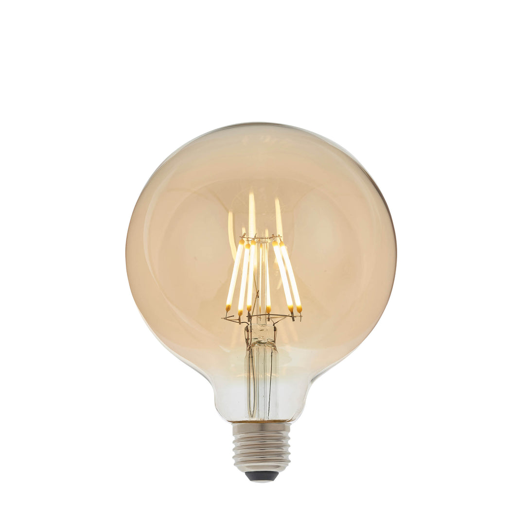 E27 LED filament globe 125mm dia Amber