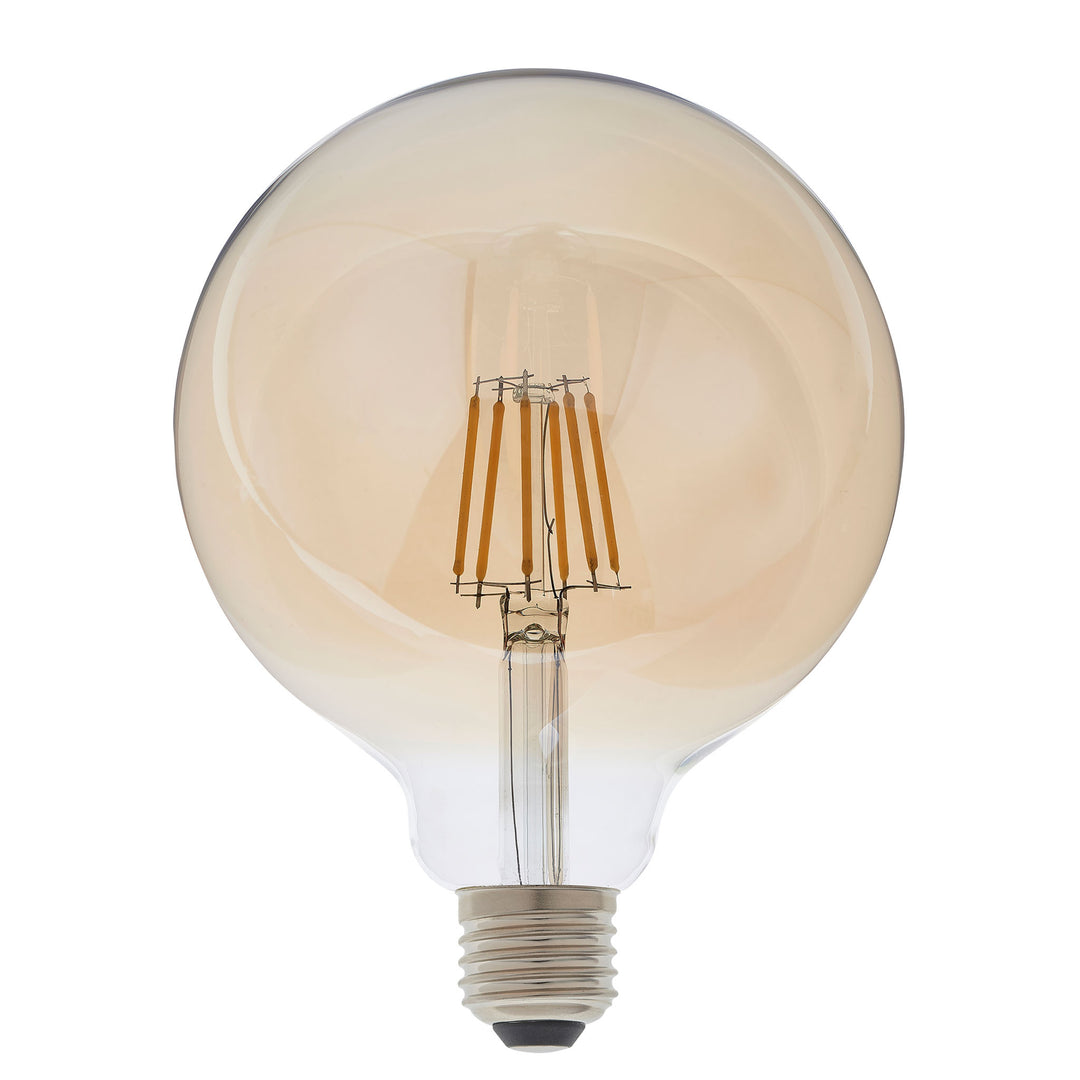 E27 LED filament globe 125mm dia Amber