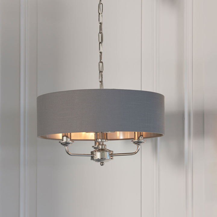 Highclere 3lt pendant Nickel