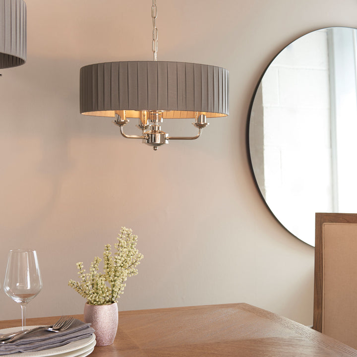 Highclere 3lt pendant Nickel