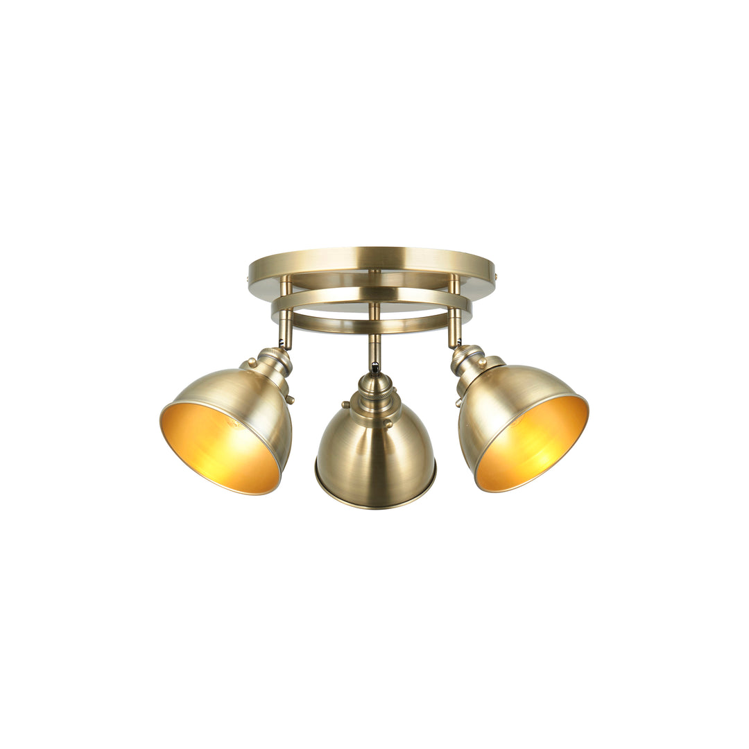 Wyatt 3lt Round spotlight Brass