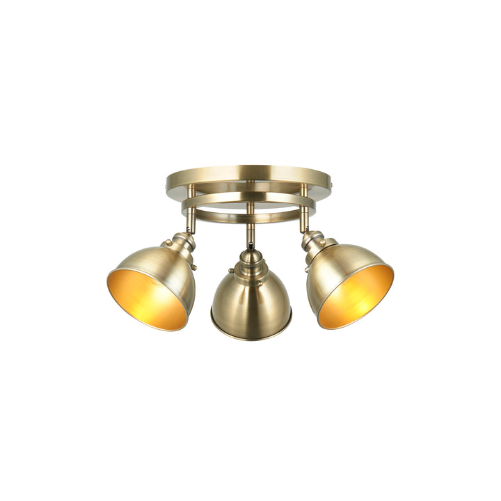 Wyatt 3lt Round spotlight Brass