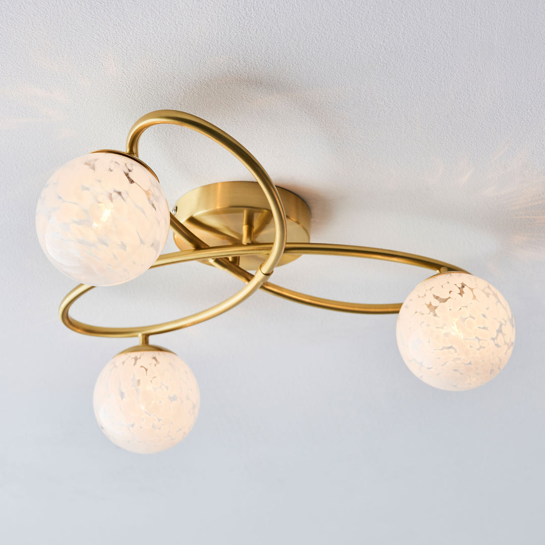 Maye 3 Light Semi Flush Brass