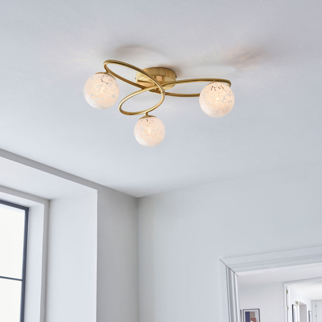 Maye 3 Light Semi Flush Brass