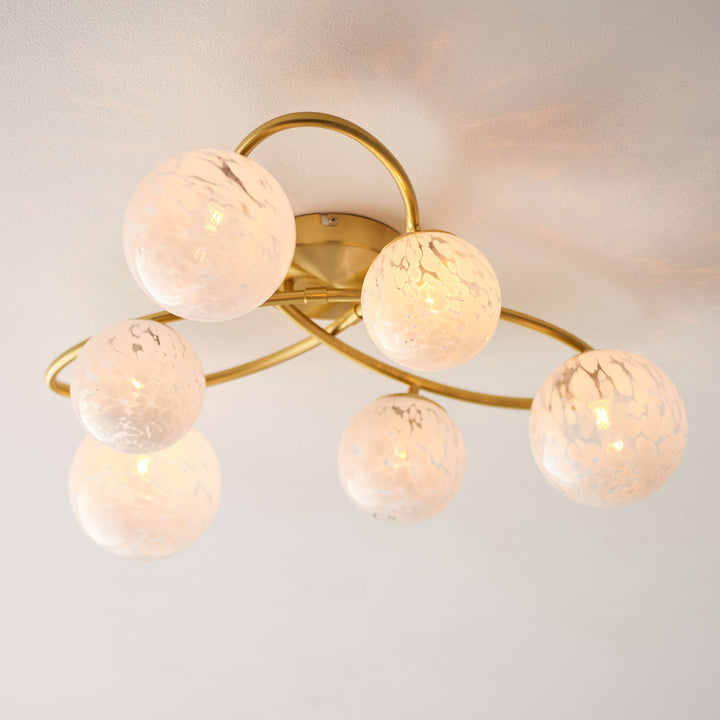 Maye 6 Light Semi Flush Brass