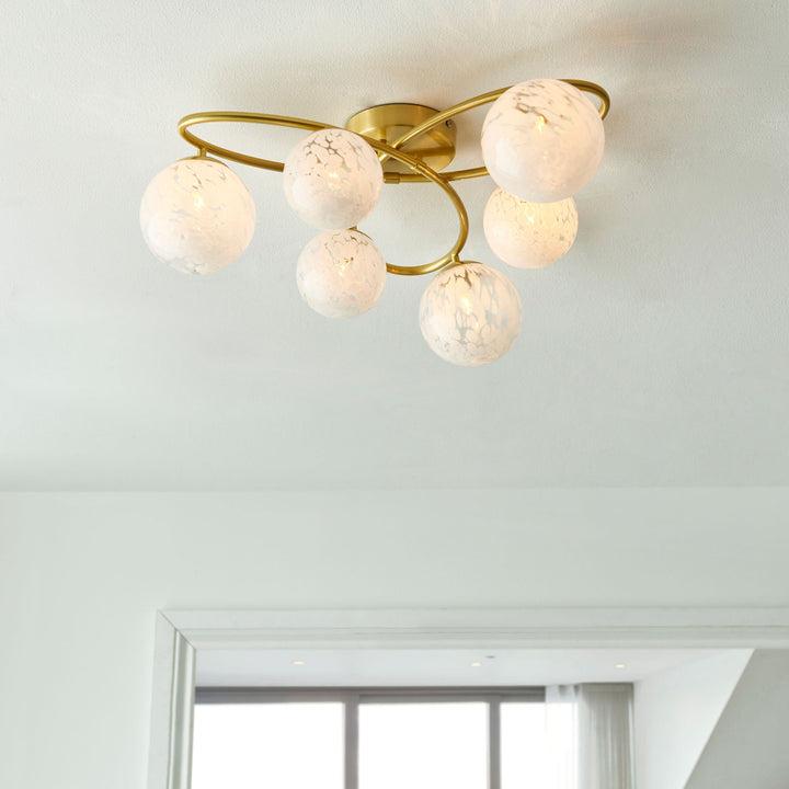 Maye 6 Light Semi Flush Brass