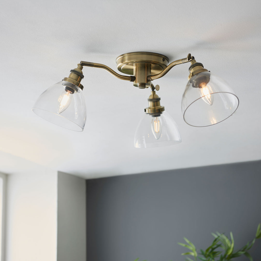 Hansen 3lt Semi Flush Brass