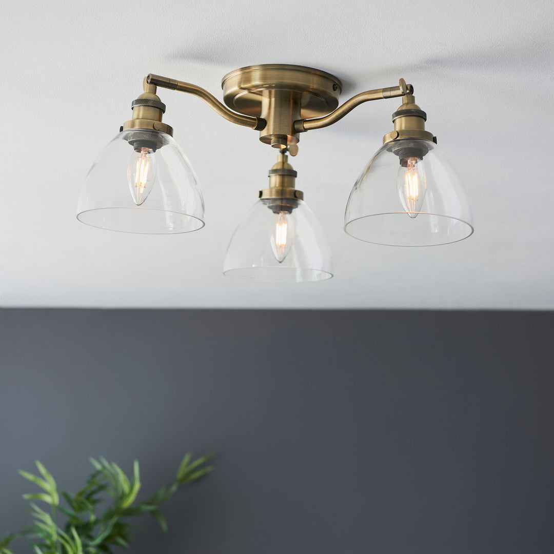 Hansen 3lt Semi Flush Brass