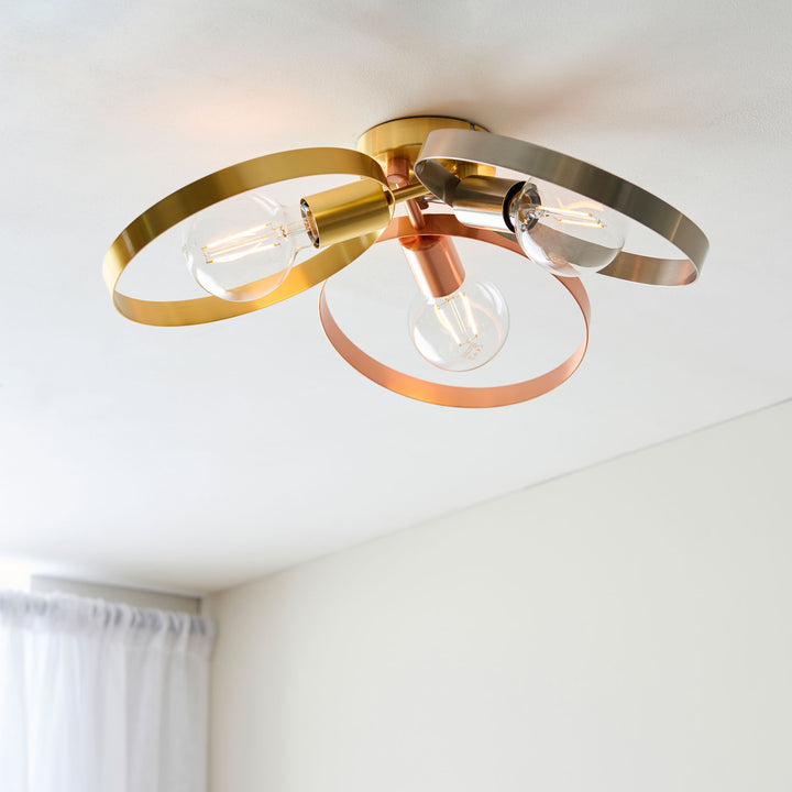 Hoop 3lt semi flush Brass