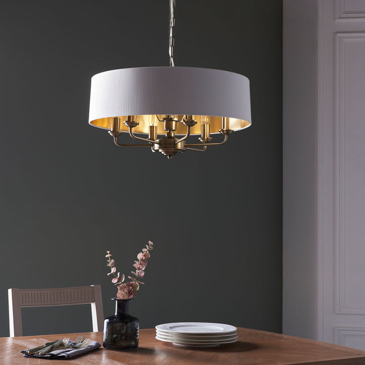 Highclere 6lt pendant Brass