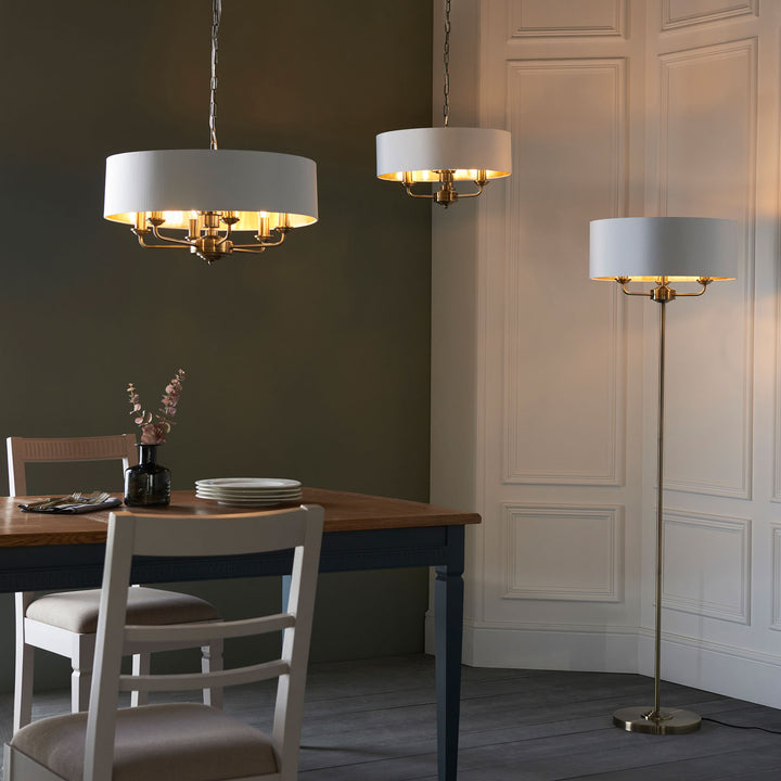 Highclere 6lt pendant Brass