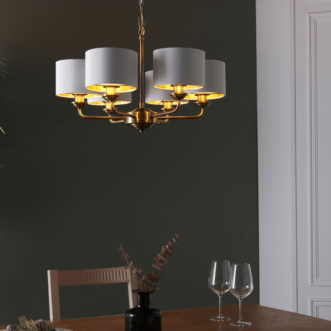 Highclere 6lt pendant Brass