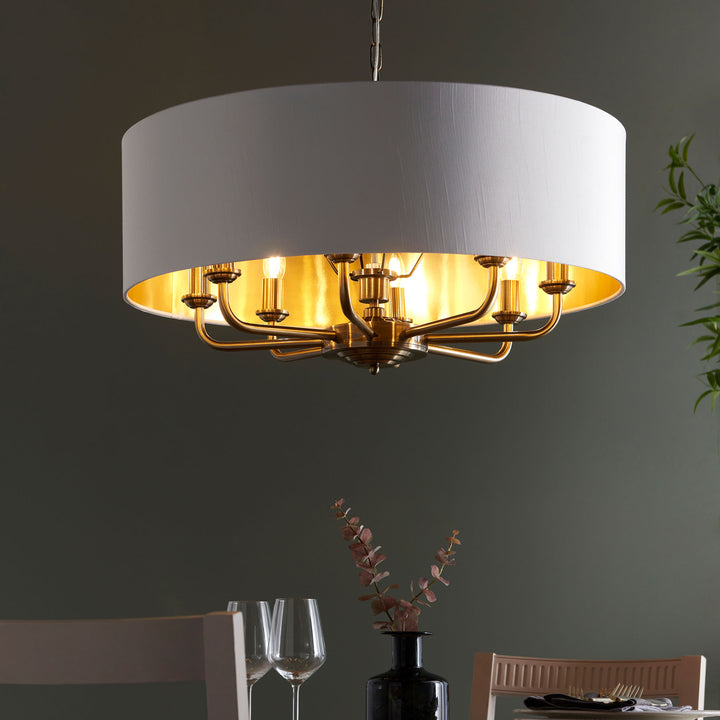 Highclere 8lt pendant Brass