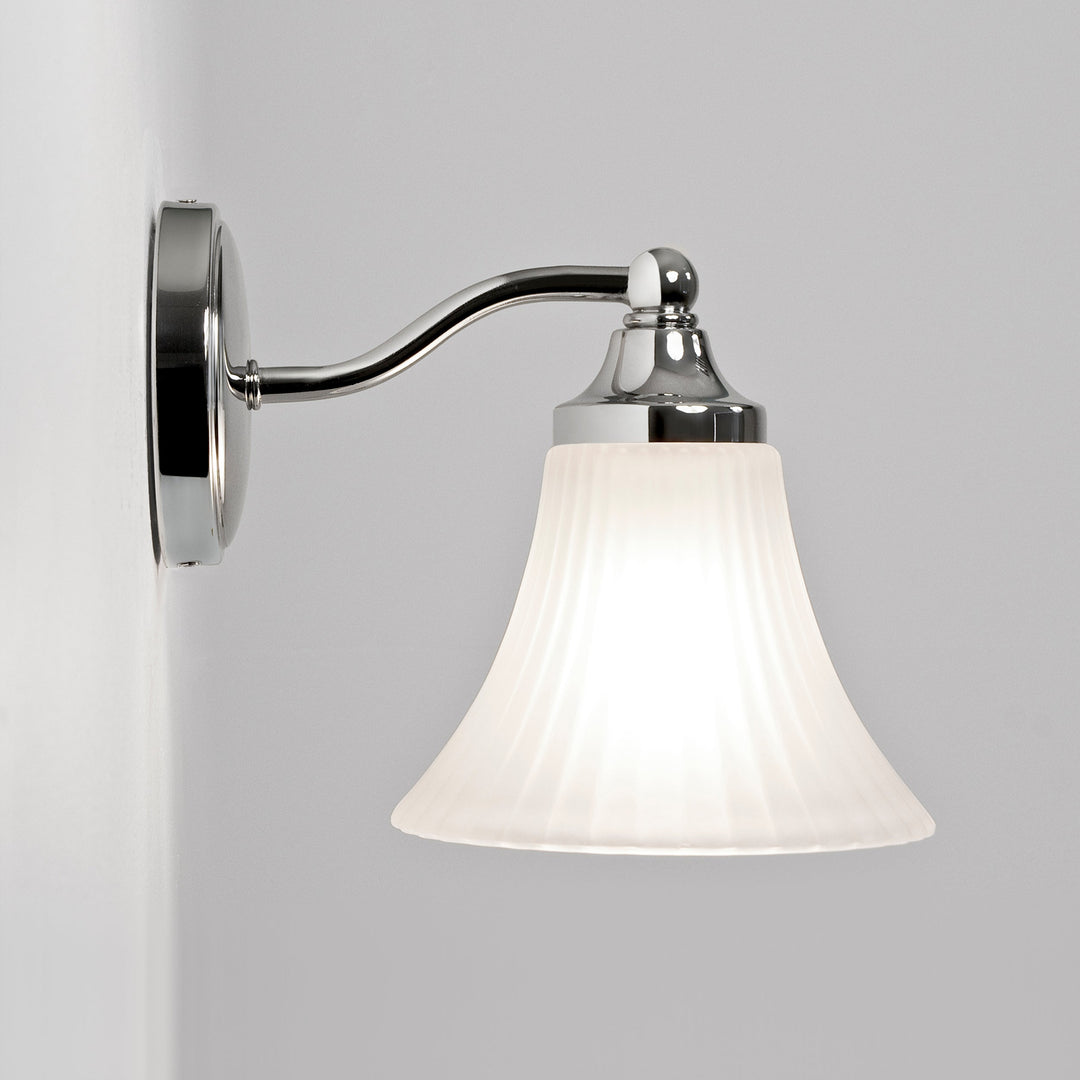 Astro Nena wall light in polished chrome with opal glass shade