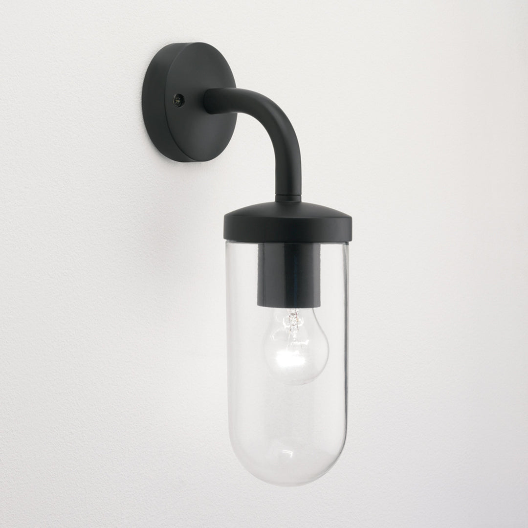 Astro Tressino wall light in textured black, showing full height and shade detail
