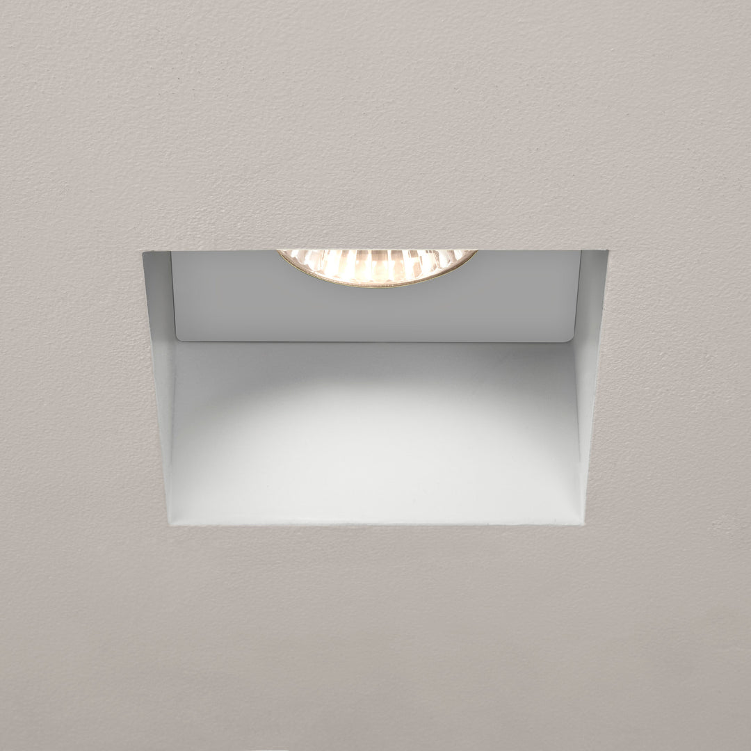 Astro Trimless Square Fixed IP65 downlight in matt white, flush-mounted in ceiling