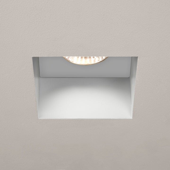 Astro Trimless Square Fixed IP65 downlight in matt white, flush-mounted in ceiling