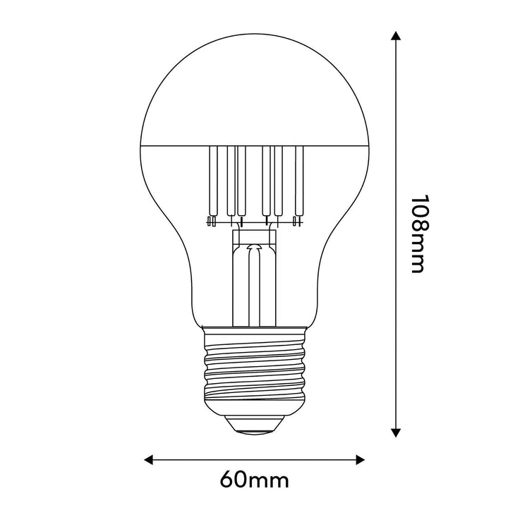 LED Filament Standard A60 7W 650LM E27 Half Cup Silver 2700K Dimmable