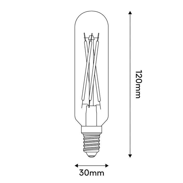 LED Filament Tubular Bulb T30x120 4.8W 470LM E14 Satin White 2700K Dimmable