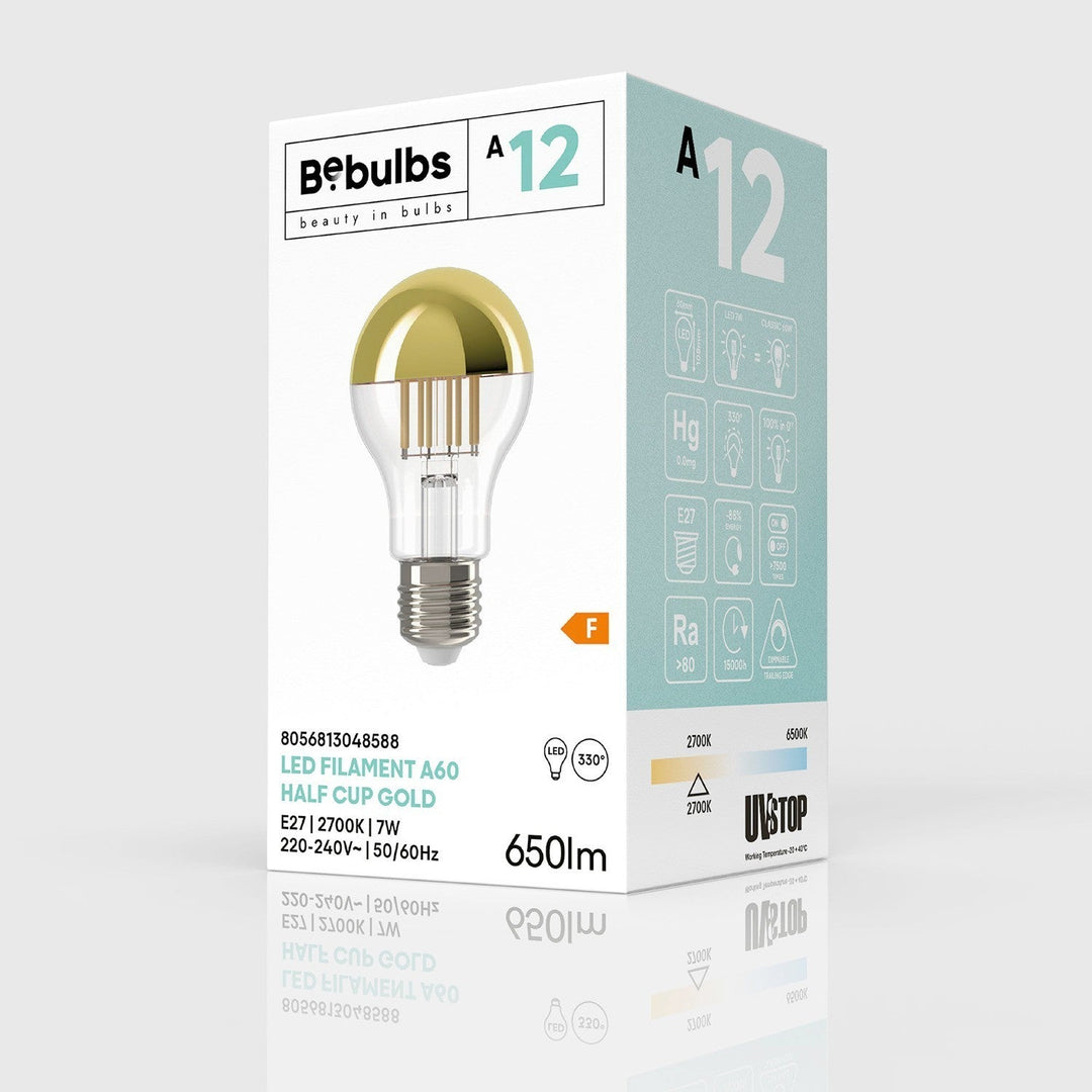 LED Filament Standard A60 7W 650LM E27 Half Cup Gold 2700K Dimmable