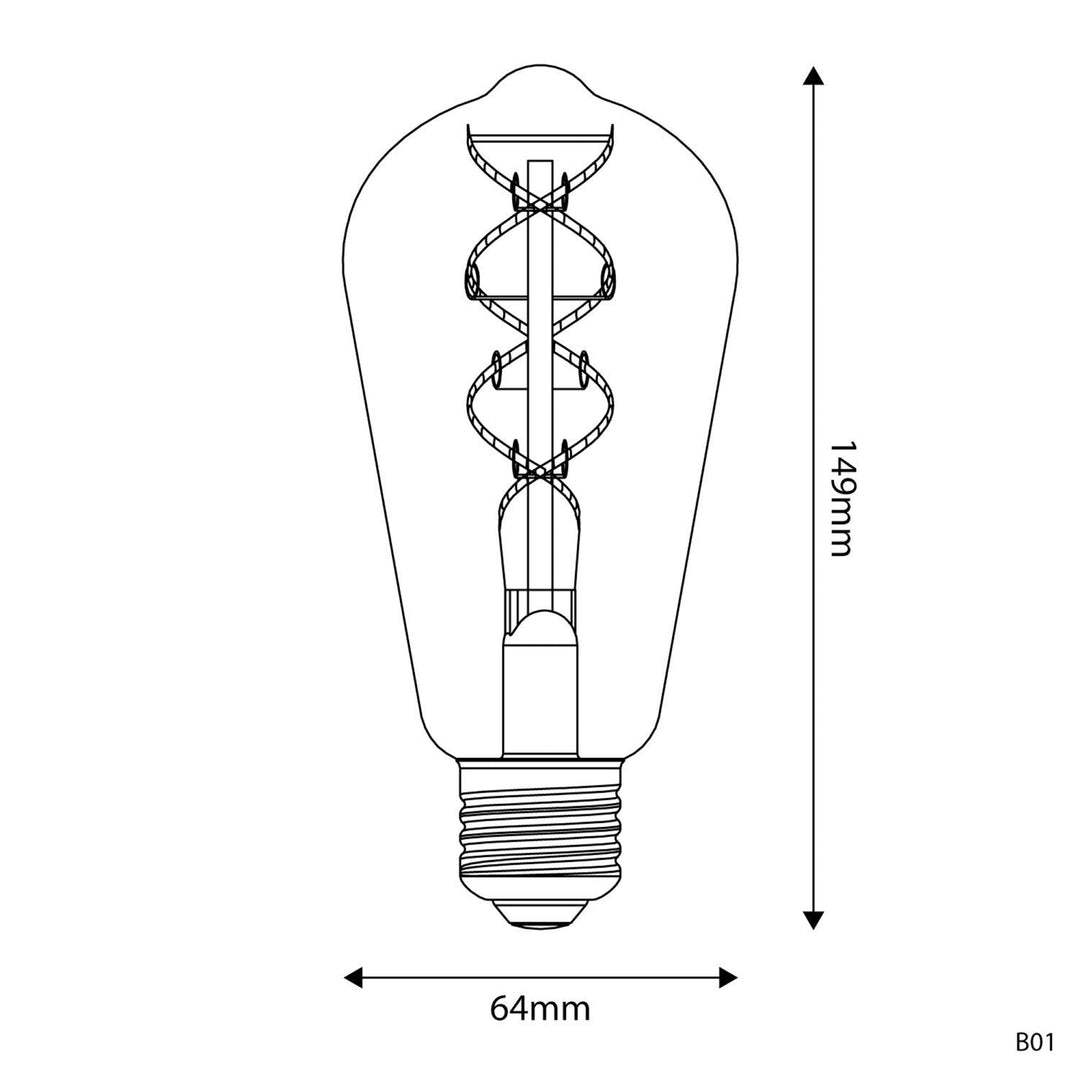 LED Filament Vintage ST64 5VDC 1.3W 80LM E27 Gold 2500K Dimmable