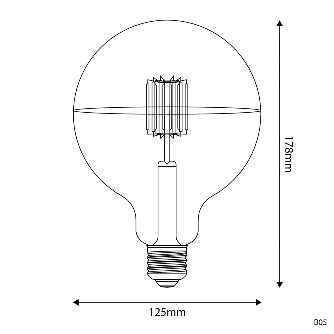 LED Filament Extra Large Globe G125 5VDC 1.3W 110LM E27 Silver Cup 2500K Dimmable