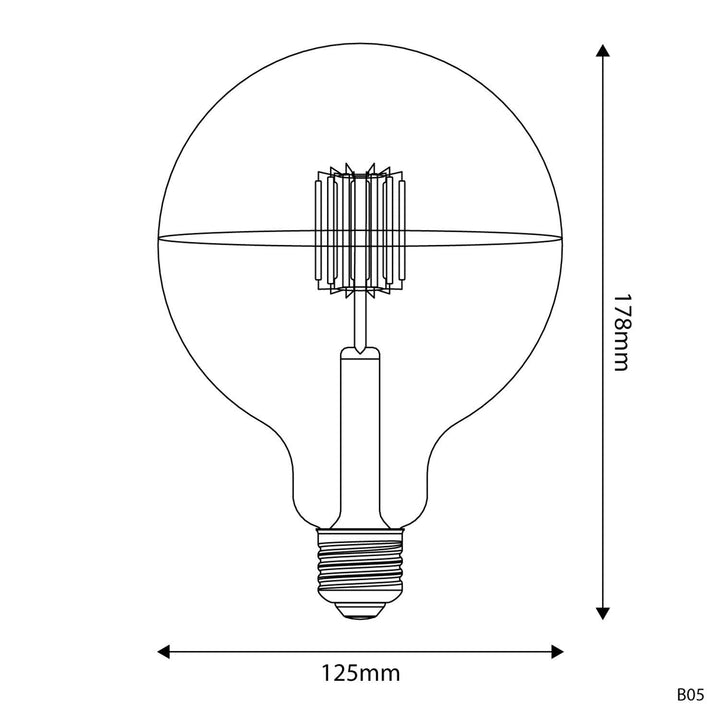 LED Filament Extra Large Globe G125 5VDC 1.3W 110LM E27 Silver Cup 2500K Dimmable