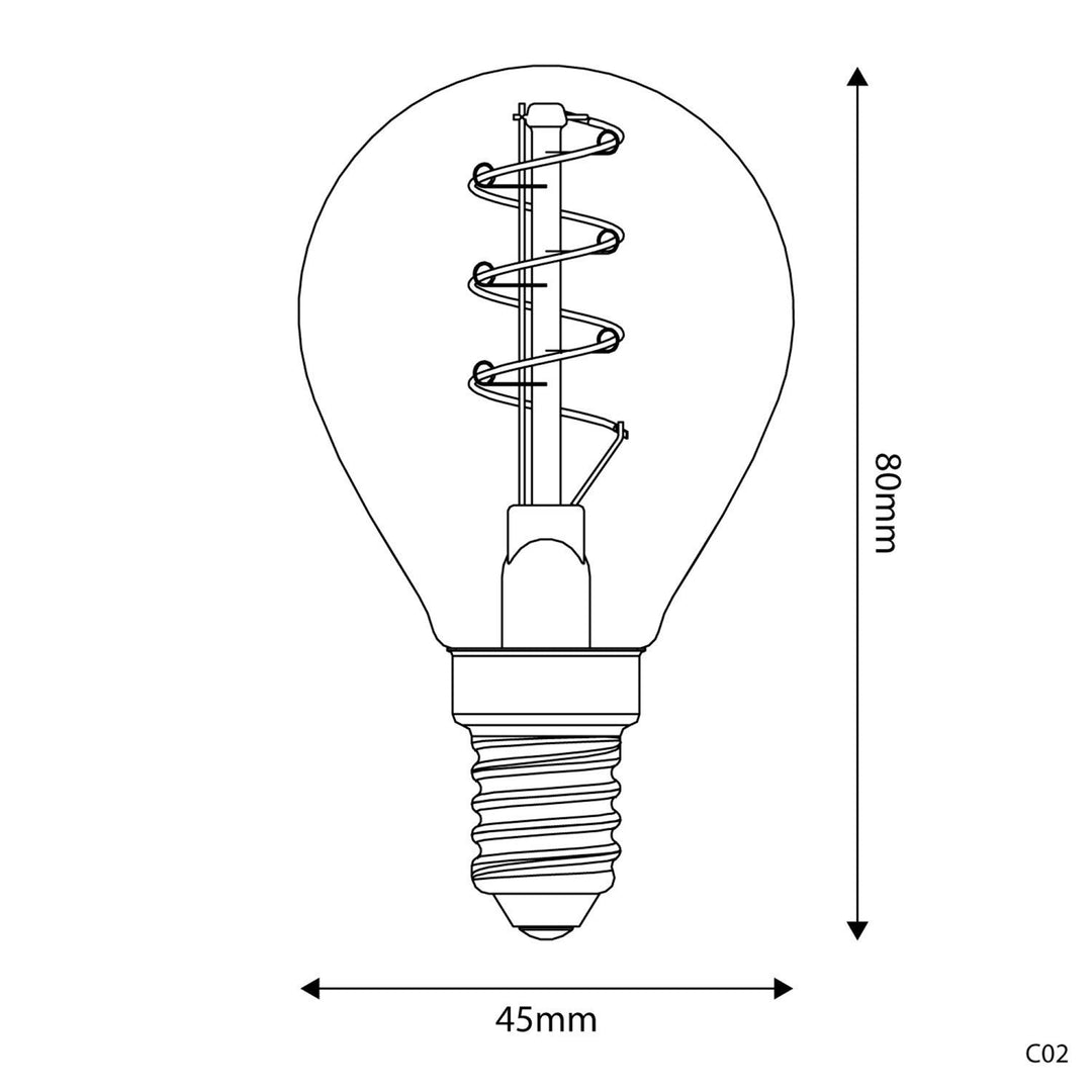 LED Carbon Vintage Spiral Bulb G45 2.2W 136LM E14 Gold 1800K Dimmable