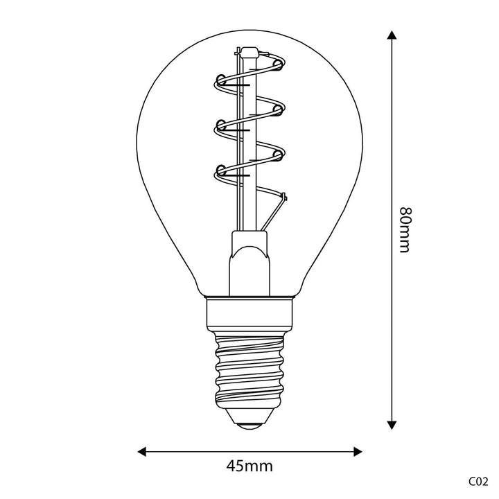 LED Carbon Vintage Spiral Bulb G45 2.2W 136LM E14 Gold 1800K Dimmable