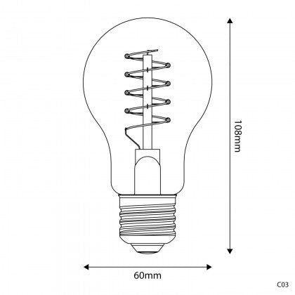 LED Carbon Vintage Spiral Bulb A60 4W 250LM E27 Gold 1800K Dimmable