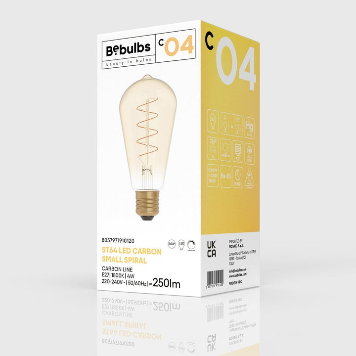 LED Carbon Vintage Spiral Bulb ST64 4W 250LM E27 Gold 1800K Dimmable