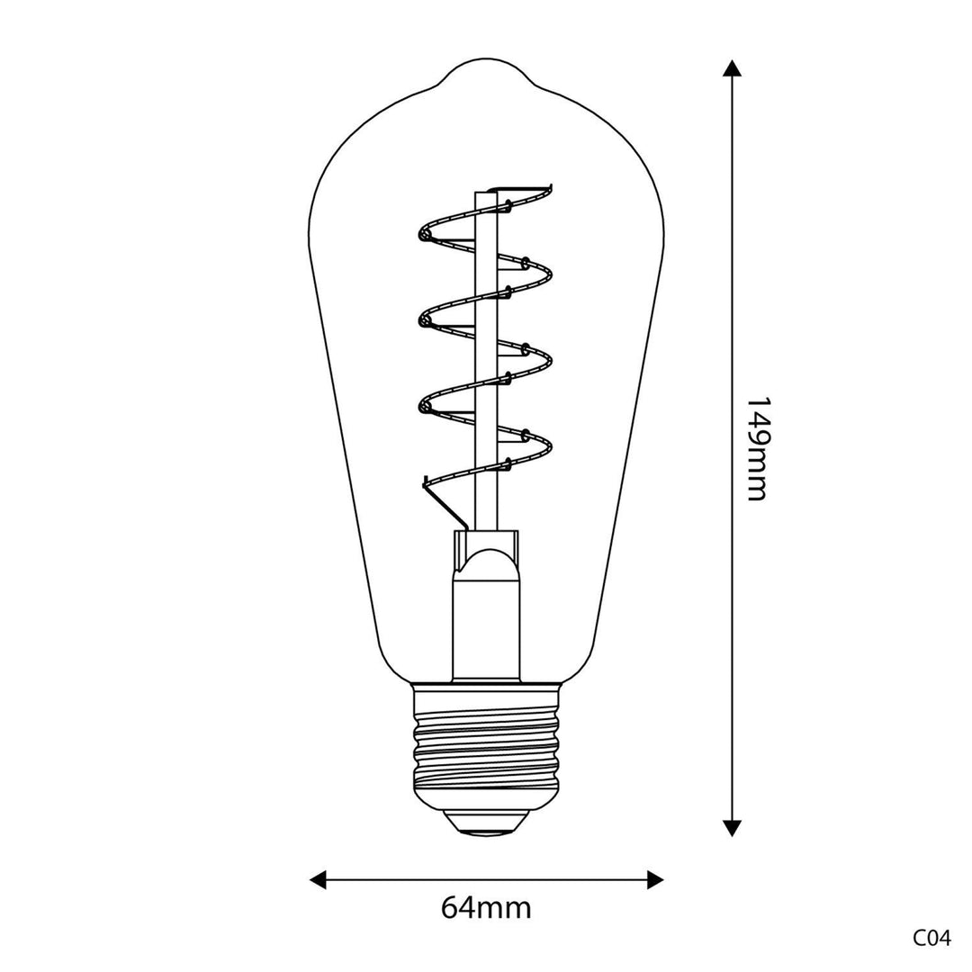 LED Carbon Vintage Spiral Bulb ST64 4W 250LM E27 Gold 1800K Dimmable