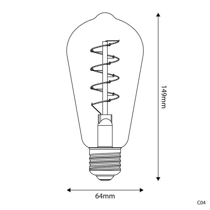 LED Carbon Vintage Spiral Bulb ST64 4W 250LM E27 Gold 1800K Dimmable