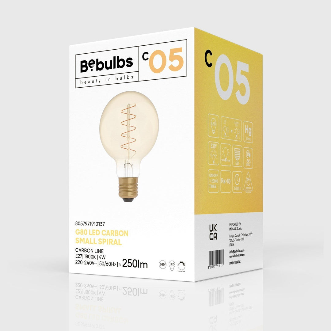 LED Carbon Vintage Spiral Bulb G80 4W 250LM E27 Gold 1800K Dimmable