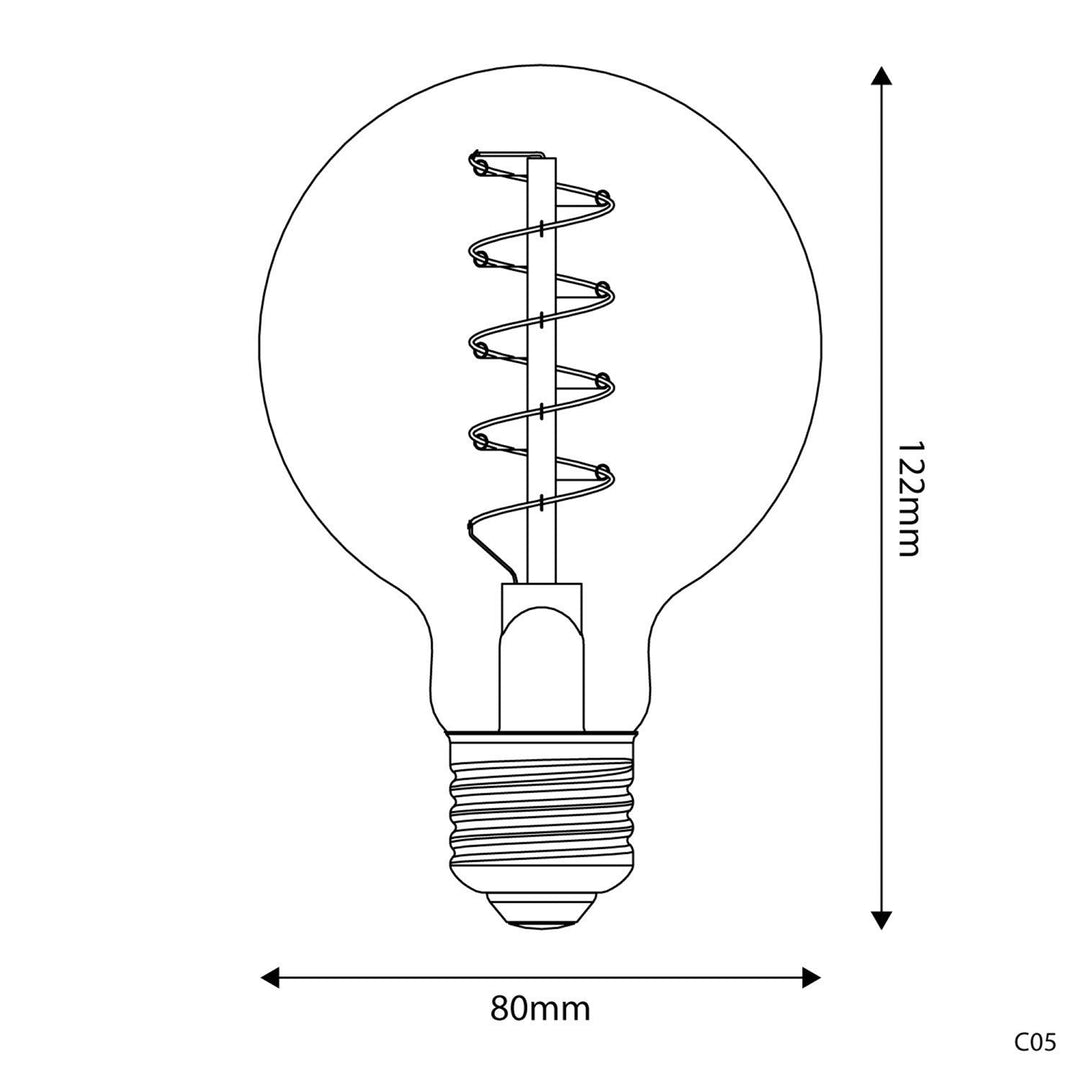 LED Carbon Vintage Spiral Bulb G80 4W 250LM E27 Gold 1800K Dimmable