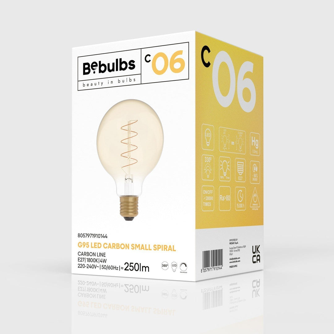 LED Carbon Vintage Spiral Bulb G95 4W 250LM E27 Gold 1800K Dimmable