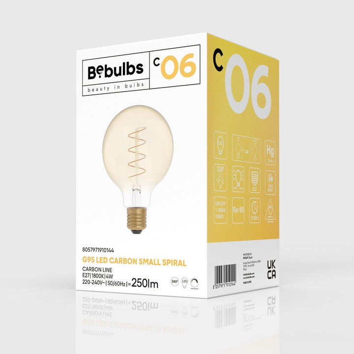 LED Carbon Vintage Spiral Bulb G95 4W 250LM E27 Gold 1800K Dimmable