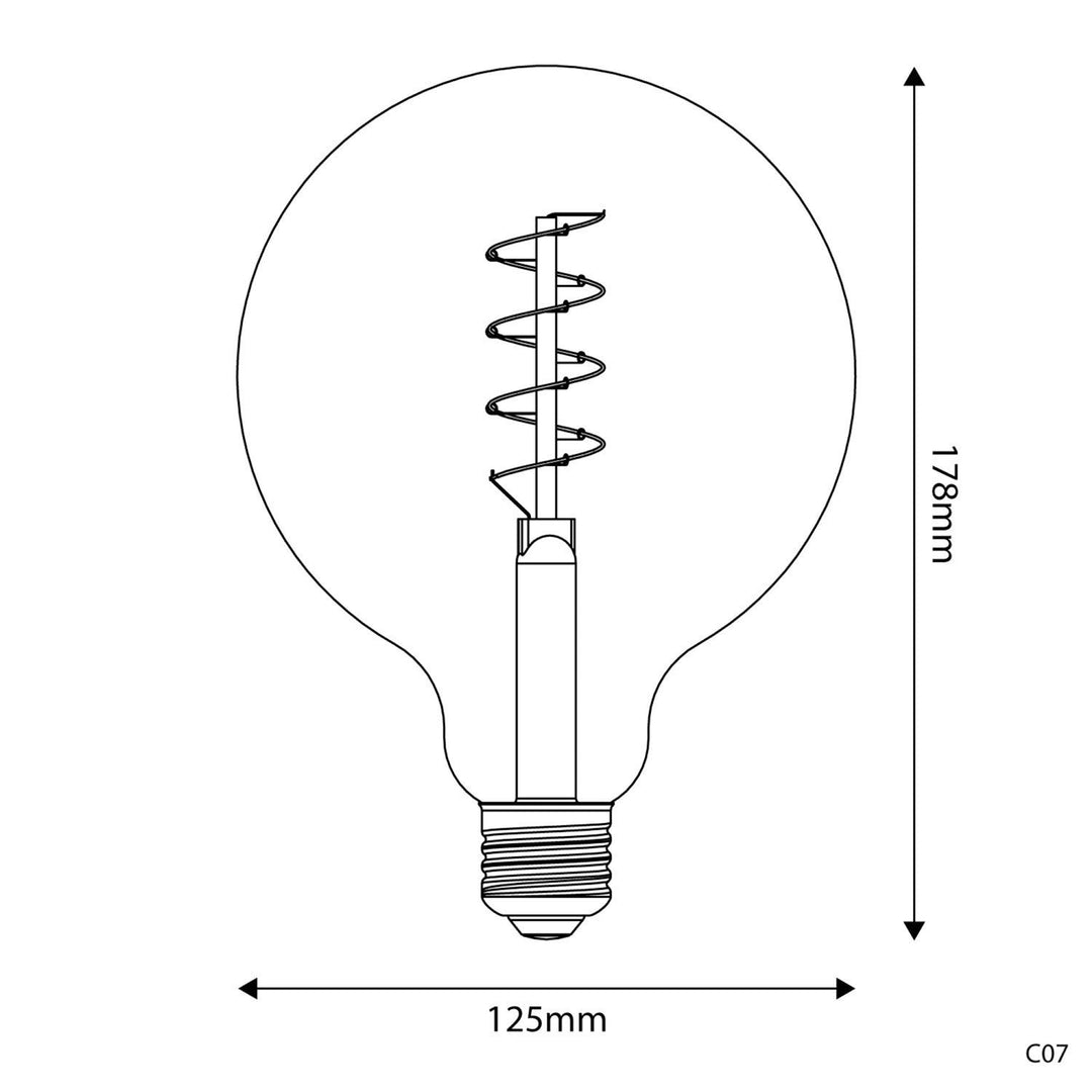 LED Carbon Vintage Spiral Bulb G125 4W 250LM E27 Gold 1800K Dimmable