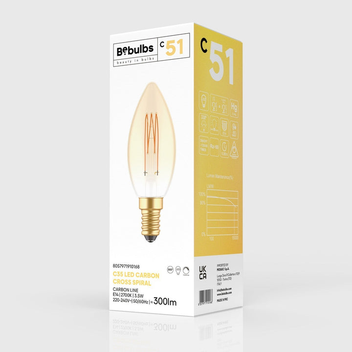 LED Carbon Vintage Cage Bulb C35 3.4W 300LM E14 Gold 2700K Dimmable