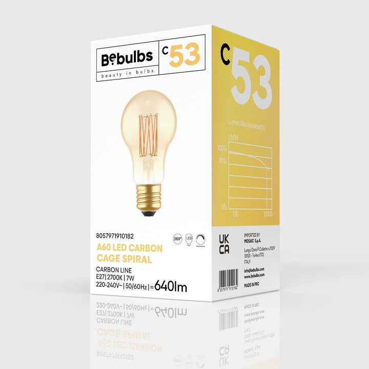 LED Carbon Vintage Cage Bulb A60 7W 640LM E27 Gold 2700K Dimmable