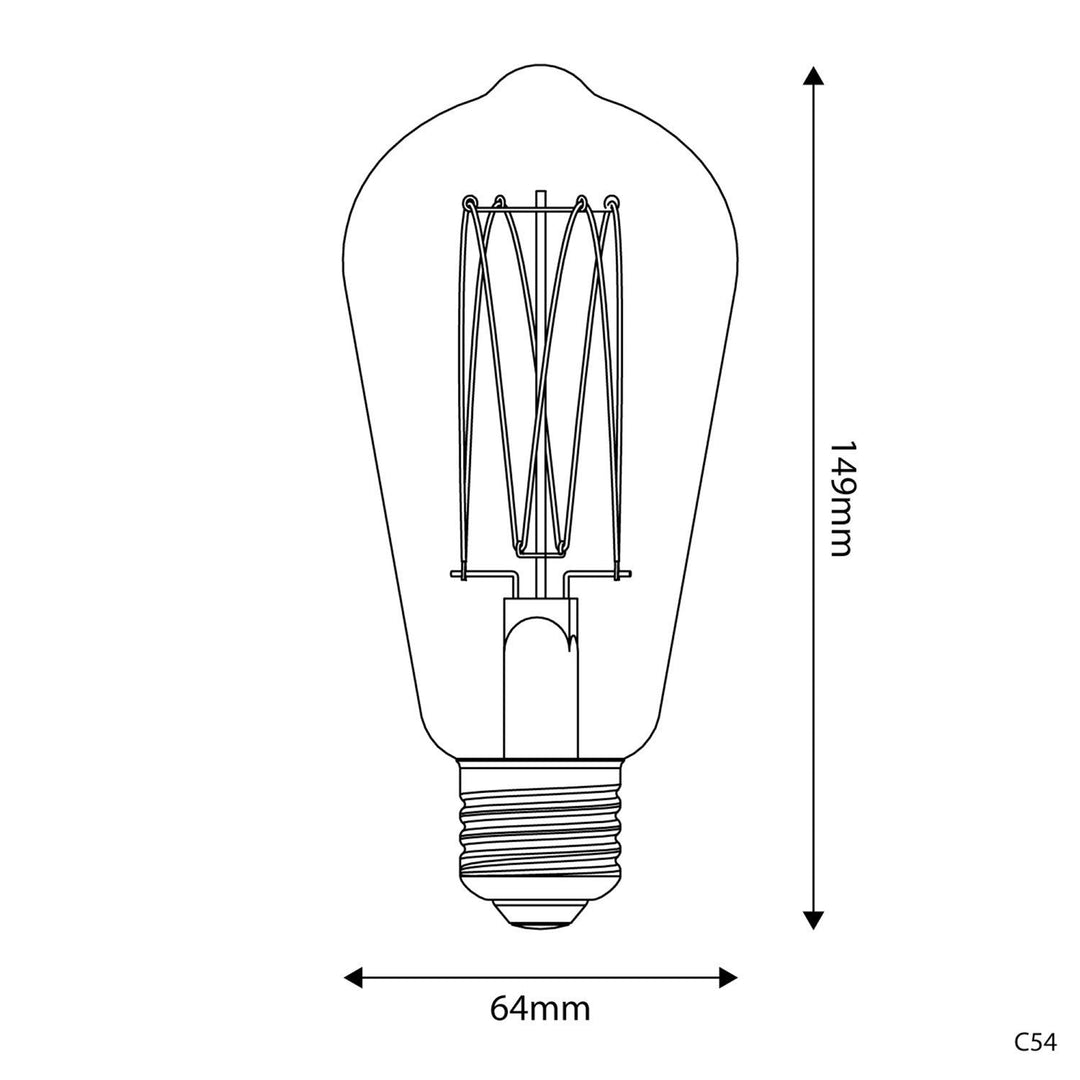 LED Carbon Vintage Cage Bulb ST64 7W 640LM E27 Gold 2700K Dimmable