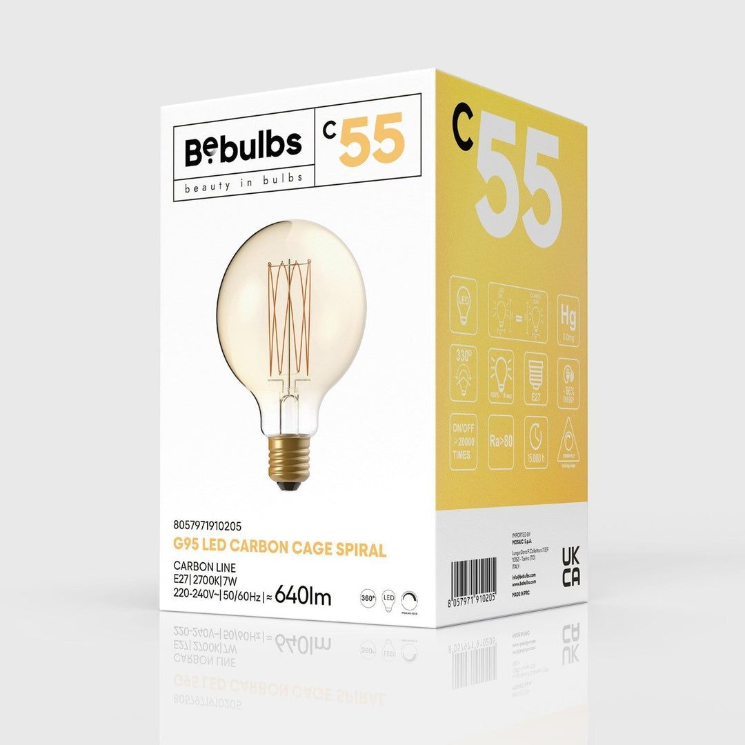 LED Carbon Vintage Cage Bulb G95 7W 640LM E27 Gold 2700K Dimmable