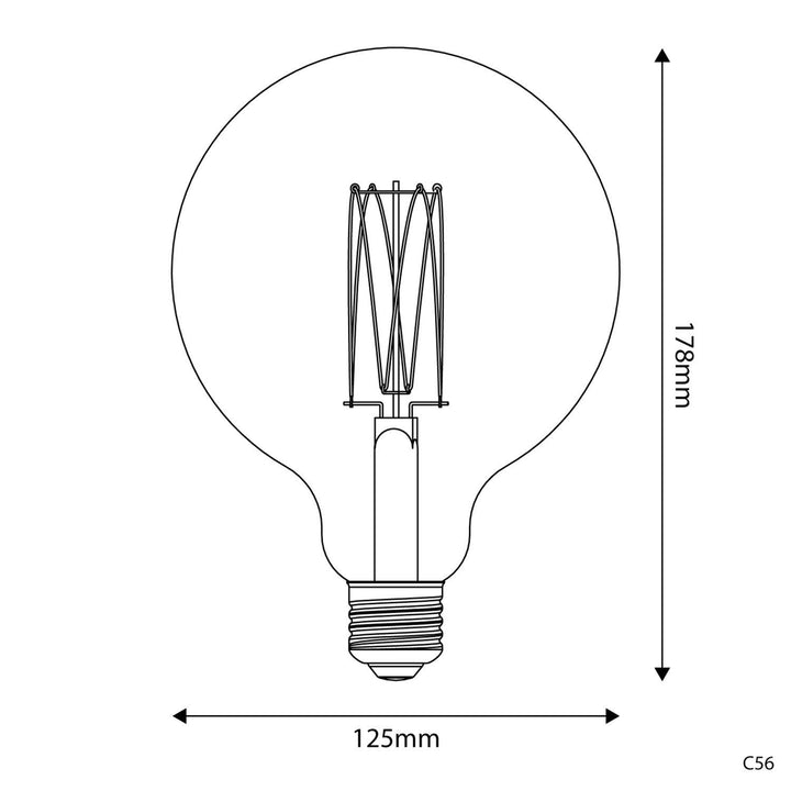 LED Carbon Vintage Cage Bulb G125 7W 640LM E27 Gold 2700K Dimmable