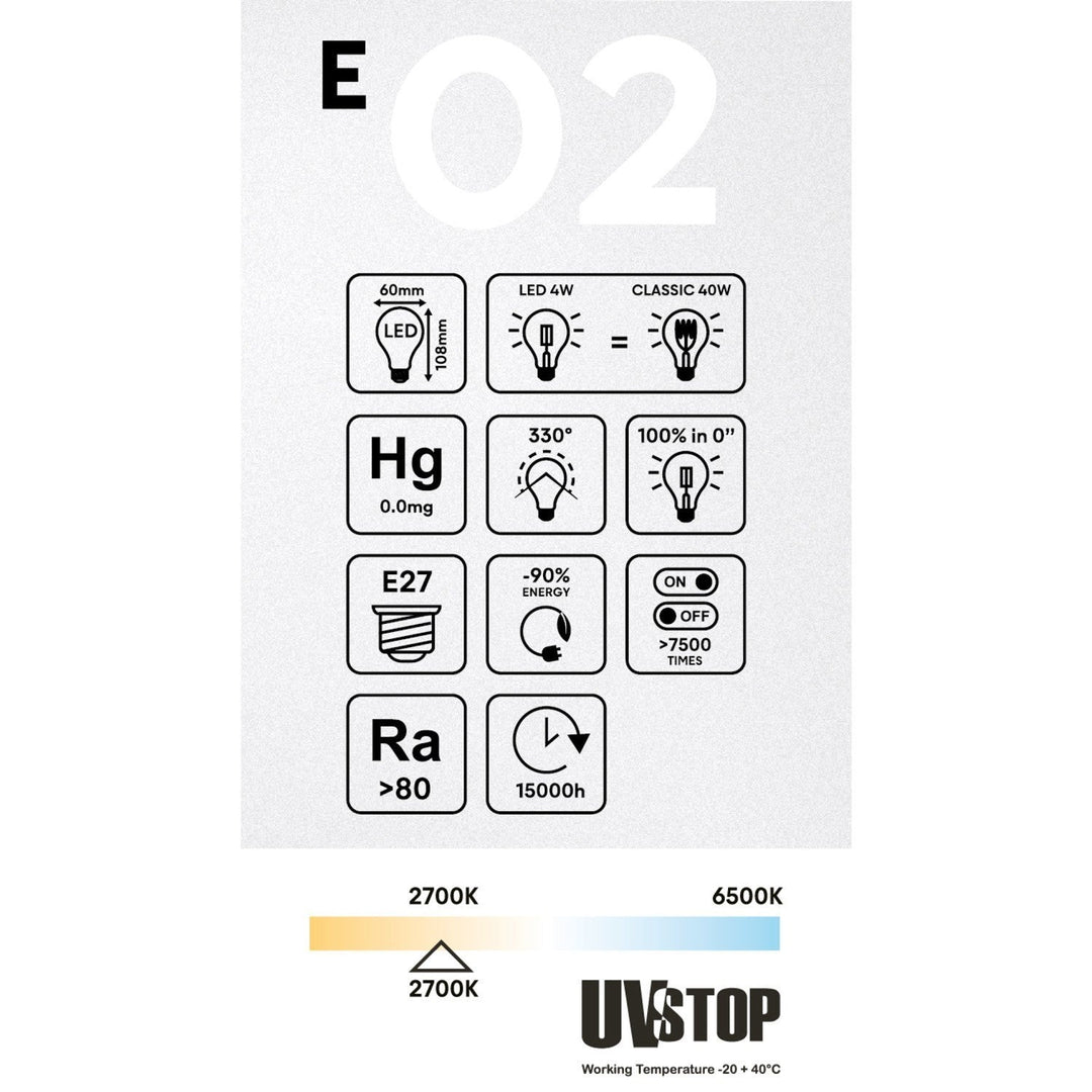 LED Filament Standard A60 4W 470LM E27 Clear 2700K