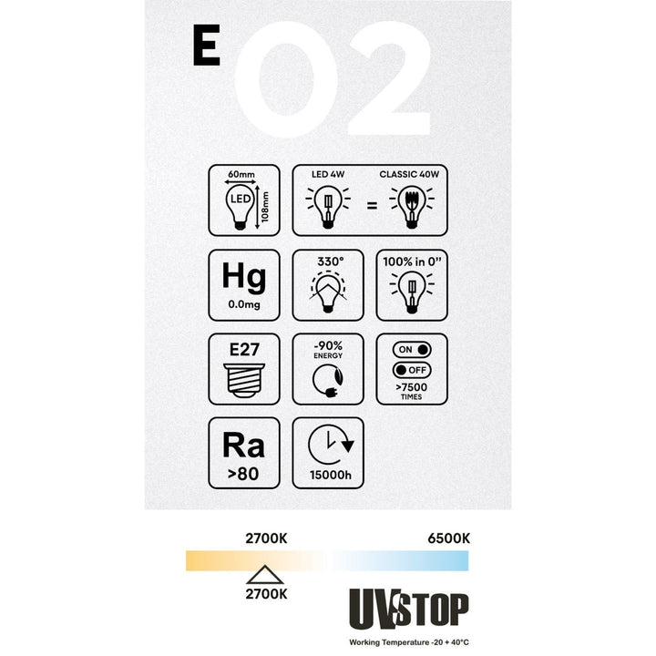 LED Filament Standard A60 4W 470LM E27 Clear 2700K