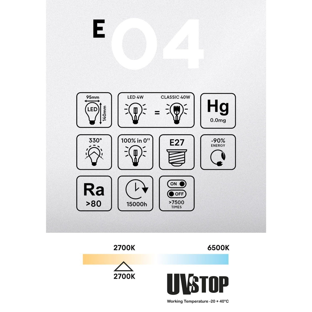 LED Filament Large Globe G95 4W 470LM E27 Clear 2700K